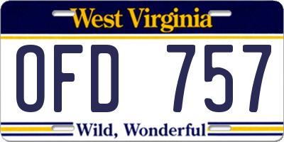 WV license plate OFD757