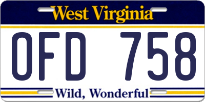 WV license plate OFD758