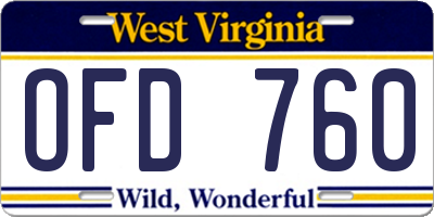 WV license plate OFD760