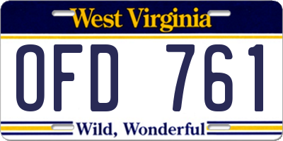 WV license plate OFD761
