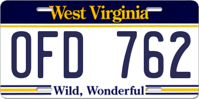 WV license plate OFD762