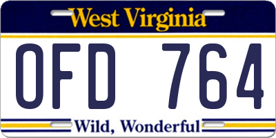 WV license plate OFD764