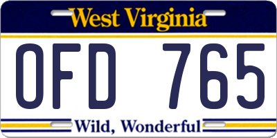 WV license plate OFD765