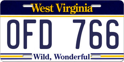 WV license plate OFD766