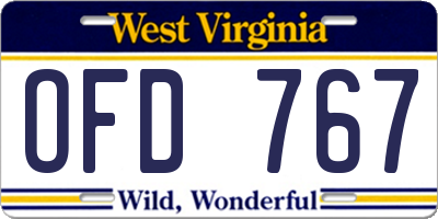 WV license plate OFD767