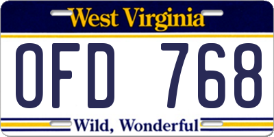 WV license plate OFD768