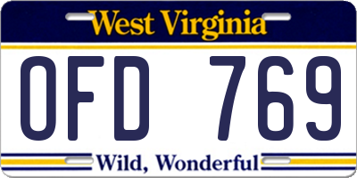 WV license plate OFD769