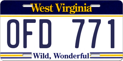 WV license plate OFD771