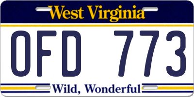 WV license plate OFD773
