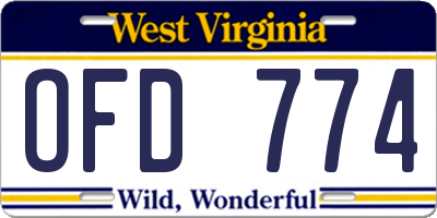 WV license plate OFD774