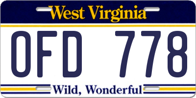 WV license plate OFD778
