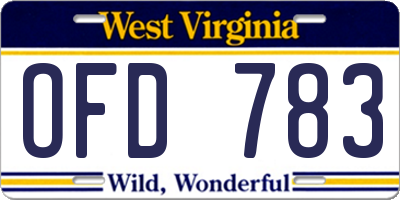 WV license plate OFD783