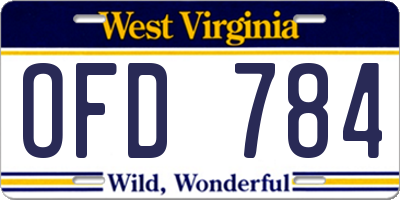 WV license plate OFD784