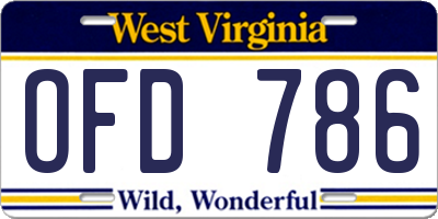 WV license plate OFD786
