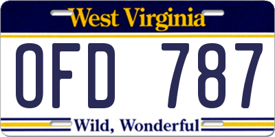 WV license plate OFD787