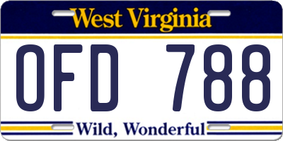 WV license plate OFD788
