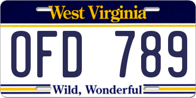 WV license plate OFD789