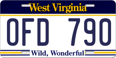 WV license plate OFD790