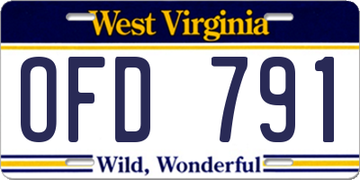 WV license plate OFD791