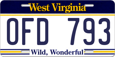 WV license plate OFD793