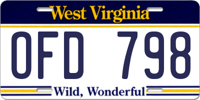 WV license plate OFD798