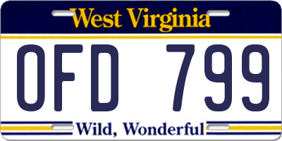 WV license plate OFD799