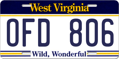 WV license plate OFD806