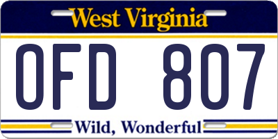 WV license plate OFD807