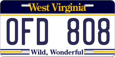 WV license plate OFD808