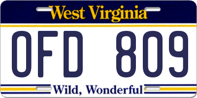WV license plate OFD809