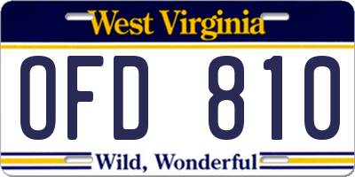 WV license plate OFD810
