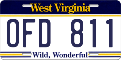 WV license plate OFD811