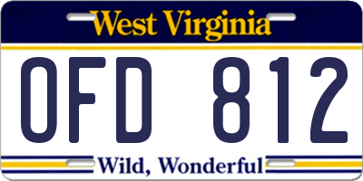 WV license plate OFD812