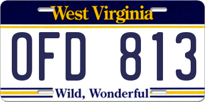 WV license plate OFD813