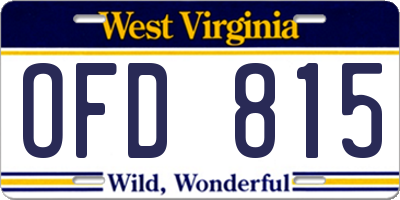 WV license plate OFD815