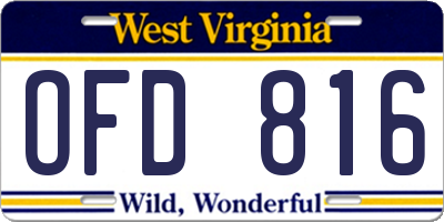 WV license plate OFD816