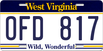 WV license plate OFD817