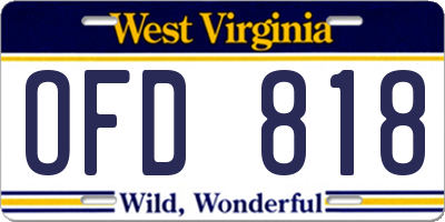 WV license plate OFD818