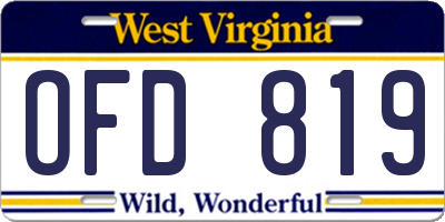 WV license plate OFD819