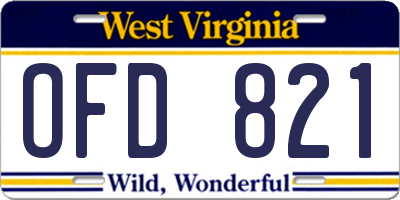 WV license plate OFD821