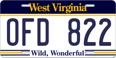 WV license plate OFD822