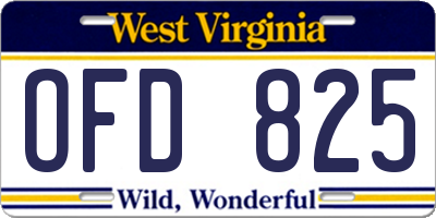 WV license plate OFD825