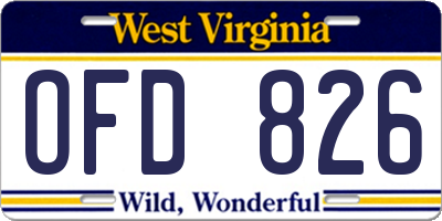 WV license plate OFD826