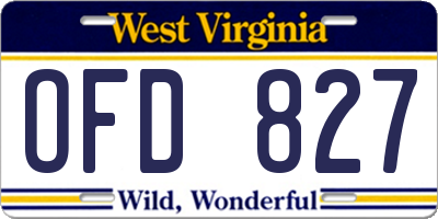 WV license plate OFD827