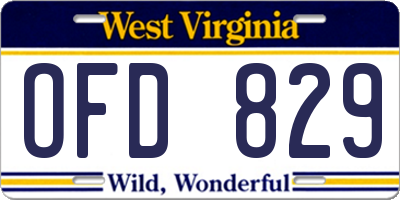 WV license plate OFD829