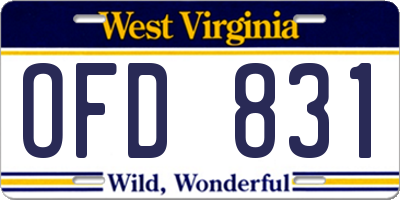 WV license plate OFD831