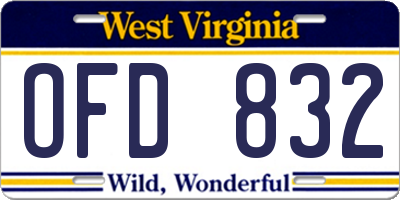 WV license plate OFD832