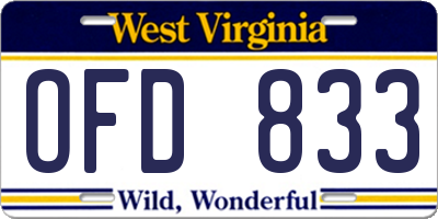 WV license plate OFD833