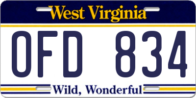 WV license plate OFD834
