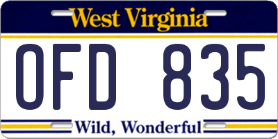 WV license plate OFD835